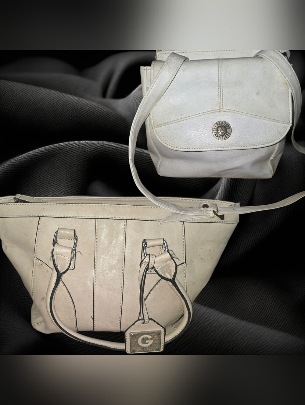 2 Guess Beige Faux Leather Purse & Sarne Vtg. Crossbody Purse